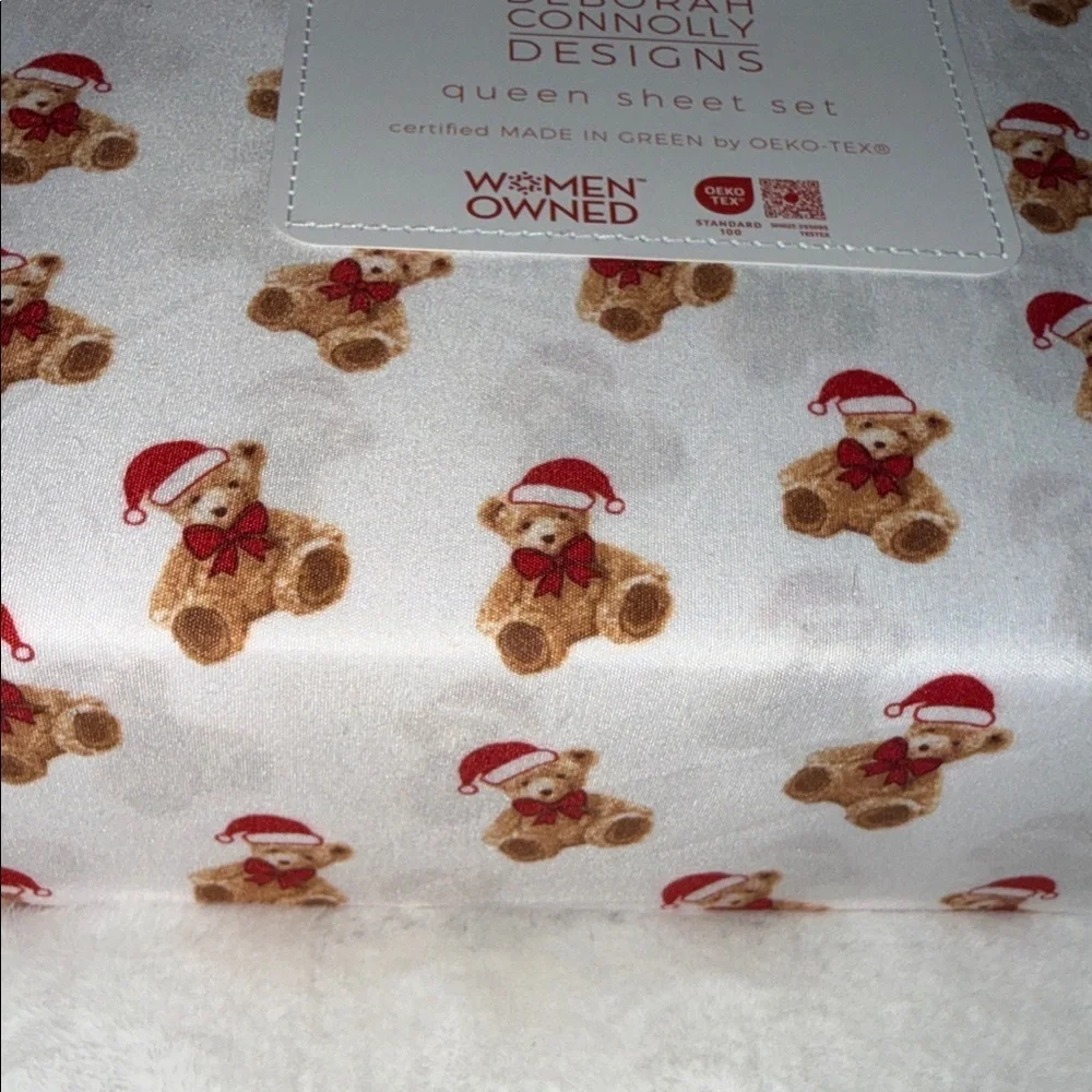 Queen Sheet Set - White with Brown Teddy Bears